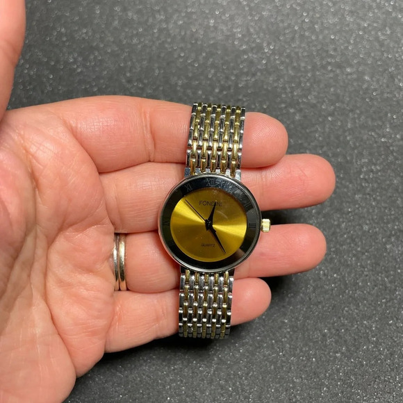 Vintage Fondini Unisex Dual Tone Roman Dial Quartz Watch Working New Battery - Picture 7 of 11